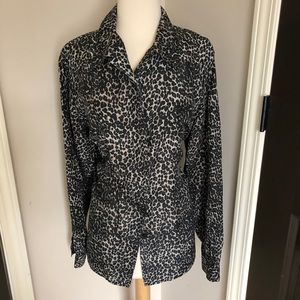 Dressbarn silk blouse animal print L